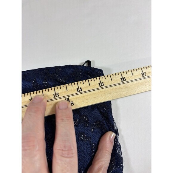 David Meister Strapless Cocktail Dress Blue Black Lace Metallic 6 Boning - Picture 4 of 10